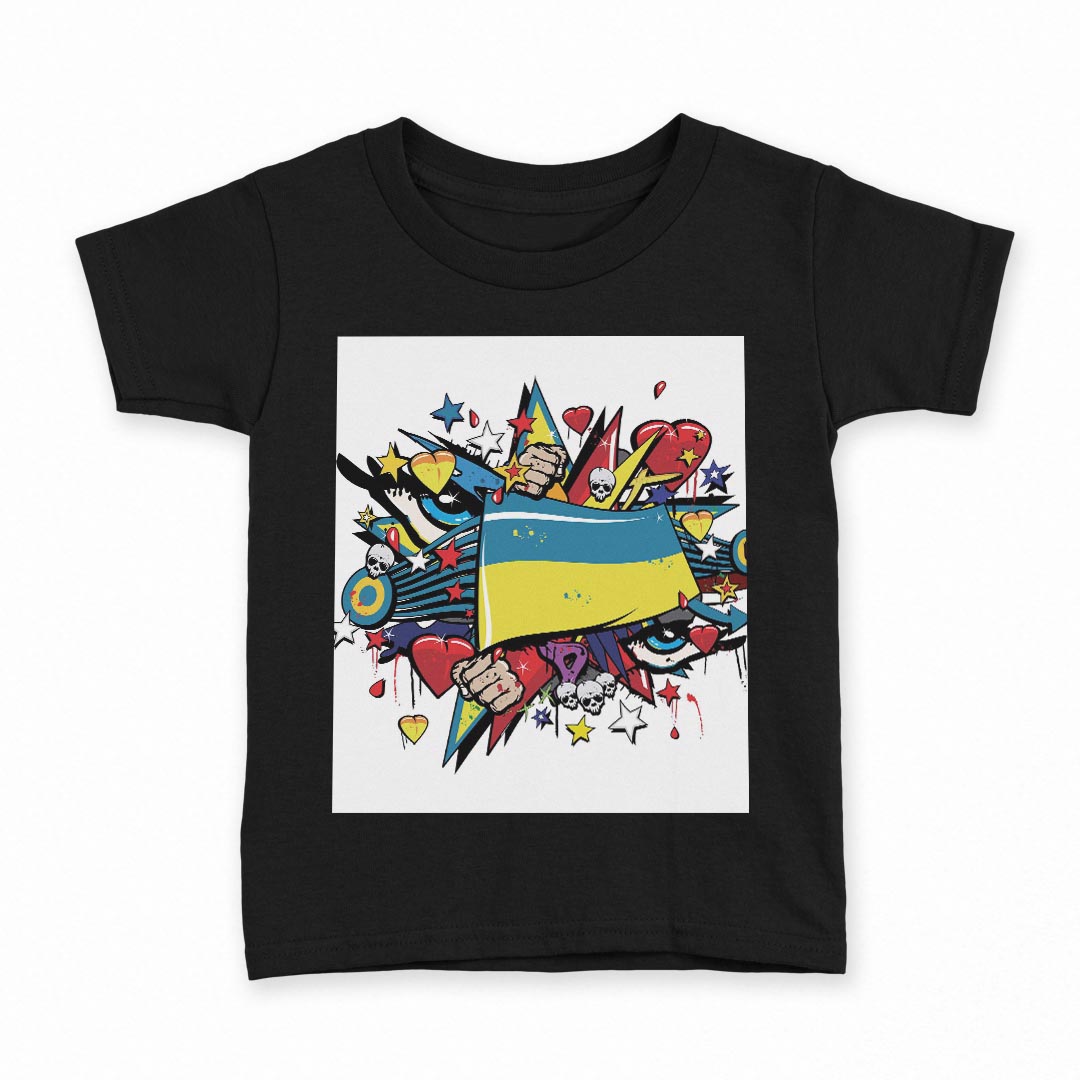 tシャツキッズ半袖黒地ブラックデザ...