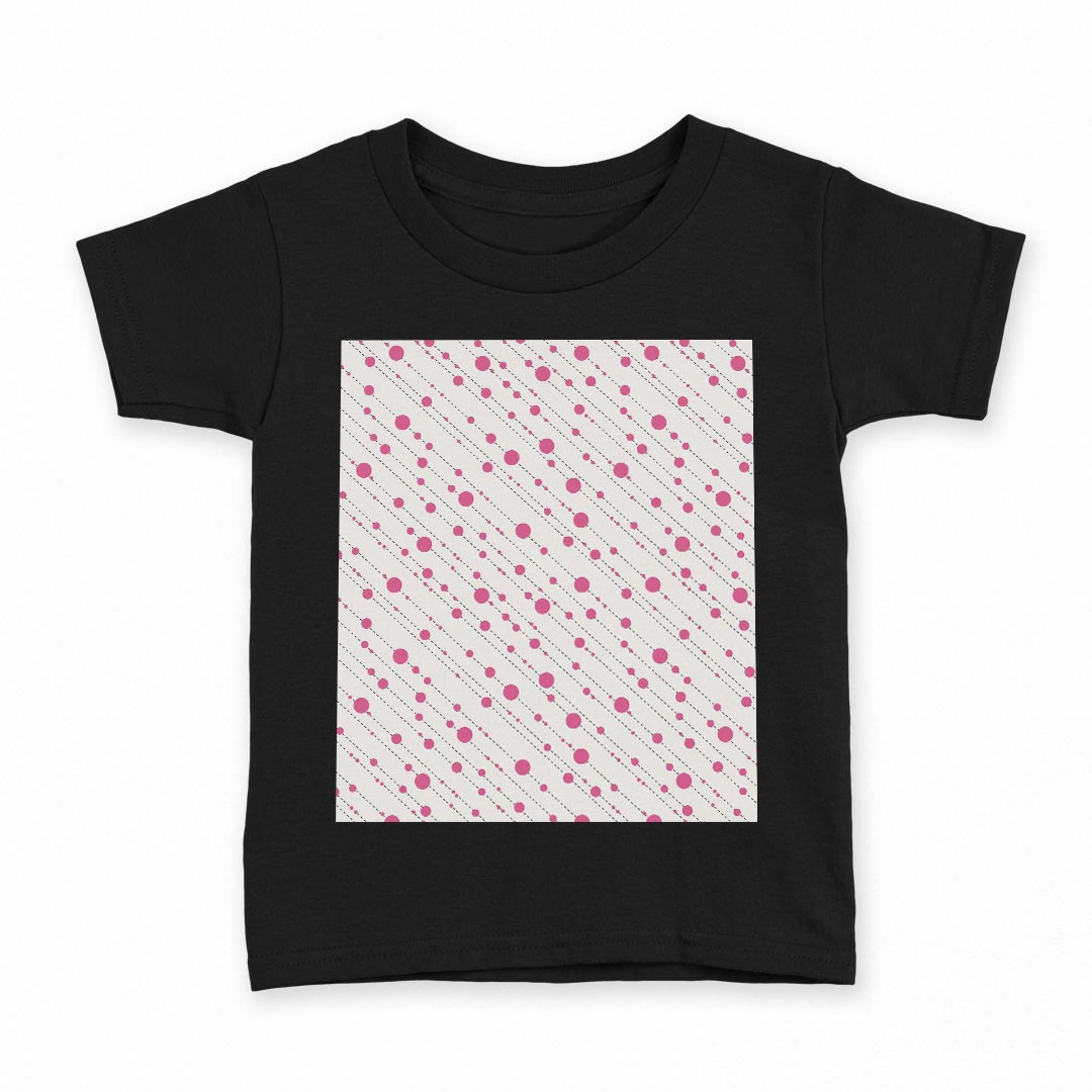 tシャツ キッズ 半袖 黒地 ブラック デザイン 90 100 110 120 130 140 150 Tシャツ ティーシャツ T shirt 008164 ピンク　水玉　ライン　模様