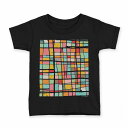tシャツ キッズ 半袖 黒地 ブラック デザイン 90 100 110 120 130 140 150 160 Tシャツ ティーシャツ T shirt 008167 カラフル レインボー 模様