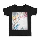 tシャツ キッズ 半袖 黒地 ブラック デザイン 90 100 110 120 130 140 150 160 Tシャツ ティーシャツ T shirt 008187 カラフル レインボー 植物 模様