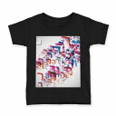tシャツ キッズ 半袖 黒地 ブラック デザイン 90 100 110 120 130 140 150 160 Tシャツ ティーシャツ T shirt 008197 カラフル レインボー 矢印