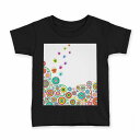 tシャツ キッズ 半袖 黒地 ブラック デザイン 90 100 110 120 130 140 150 160 Tシャツ ティーシャツ T shirt 008205 花 フラワー カラフル レインボー 蝶