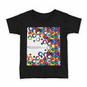 tシャツ キッズ 半袖 黒地 ブラック デザイン 90 100 110 120 130 140 150 160 Tシャツ ティーシャツ T shirt 008266 レインボー カラフル 模様