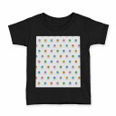 tシャツ キッズ 半袖 黒地 ブラック デザイン 90 100 110 120 130 140 150 160 Tシャツ ティーシャツ T shirt 008277 カラフル レインボー 水玉 模様