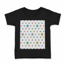 tシャツ キッズ 半袖 黒地 ブラック デザイン 90 100 110 120 130 140 150 160 Tシャツ ティーシャツ T shirt 008278 カラフル レインボー 水玉 模様