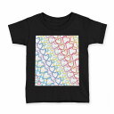 tシャツ キッズ 半袖 黒地 ブラック デザイン 90 100 110 120 130 140 150 160 Tシャツ ティーシャツ T shirt 008294 カラフル レインボー ハート 模様