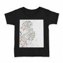 tシャツ キッズ 半袖 黒地 ブラック デザイン 90 100 110 120 130 140 150 160 Tシャツ ティーシャツ T shirt 008313 レインボー カラフル 模様