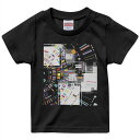 tシャツ キッズ 半袖 黒地 ブラック デザイン 90 100 110 120 130 140 150 160 Tシャツ ティーシャツ T shirt 008314 レインボー カラフル 模様