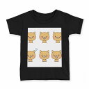 tシャツ キッズ 半袖 黒地 ブラック デザイン 90 100 110 120 130 140 150 160 Tシャツ ティーシャツ T shirt 008336 イラスト 猫 キャット アイコン