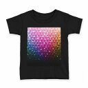 tシャツ キッズ 半袖 黒地 ブラック デザイン 90 100 110 120 130 140 150 160 Tシャツ ティーシャツ T shirt 008344 カラフル レインボー きらきら 模様