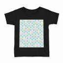 tシャツ キッズ 半袖 黒地 ブラック デザイン 90 100 110 120 130 140 150 160 Tシャツ ティーシャツ T shirt 008392 雫 しずく パステル 模様 カラフル(4)