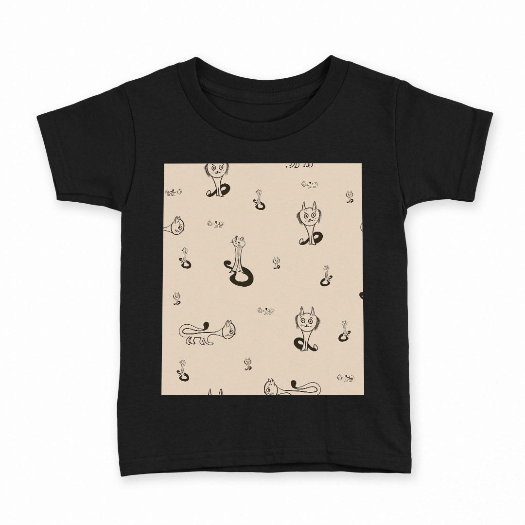 tシャツ キッズ 半袖 黒地 ブラック デザイン 90 100 110 120 130 140 150 160 Tシャツ ティーシャツ T shirt 008404 ネコ　猫　トランペット　イラスト
