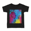 tシャツ キッズ 半袖 黒地 ブラック デザイン 90 100 110 120 130 140 150 160 Tシャツ ティーシャツ T shirt 008429 カラフル レインボー 模様
