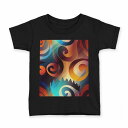 tシャツ キッズ 半袖 黒地 ブラック デザイン 90 100 110 120 130 140 150 160 Tシャツ ティーシャツ T shirt 008522 レインボー カラフル 模様