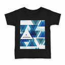 tシャツ キッズ 半袖 黒地 ブラック デザイン 90 100 110 120 130 140 150 160 Tシャツ ティーシャツ T shirt 008592 三角 青 ブルー 模様(4)