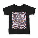 tシャツ キッズ 半袖 黒地 ブラック デザイン 90 100 110 120 130 140 150 Tシャツ ティーシャツ T shirt 008622 星 スター 赤 レッド 青 ブルー