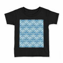 tシャツ キッズ 半袖 黒地 ブラック デザイン 90 100 110 120 130 140 150 160 Tシャツ ティーシャツ T shirt 008646 青 ブルー 水色 ハート 模様(4)