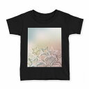 tシャツ キッズ 半袖 黒地 ブラック デザイン 90 100 110 120 130 140 150 160 Tシャツ ティーシャツ T shirt 008684 星 スター 水色 レインボー