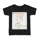 tシャツ キッズ 半袖 黒地 ブラック デザイン 90 100 110 120 130 140 150 160 Tシャツ ティーシャツ T shirt 008711 迷路 赤 オレンジ レッド(4)