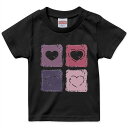 tシャツ キッズ 半袖 黒地 ブラック デザイン 90 100 110 120 130 140 150 160 Tシャツ ティーシャツ T shirt 008827 イラスト ハート 赤 紫(4)