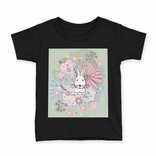 tシャツ キッズ 半袖 黒地 ブラック デザイン 90 100 110 120 130 140 150 160 Tシャツ ティーシャツ T shirt 008859 イラスト 花 フラワー ウサギ tシャツ キッズ 半袖 黒地 ブラック デザイン 90 100 110 120 130 140 150 160 Tシャツ ティーシャツ T shirt 008859 イラスト 花 フラワー ウサギ