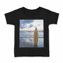 tシャツ キッズ 半袖 黒地 ブラック デザイン 90 100 110 120 130 140 150 160 Tシャツ ティーシャツ T shirt 008899 写真 海 夏 サーフィン(4)