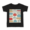 tシャツ キッズ 半袖 黒地 ブラック デザイン 90 100 110 120 130 140 150 160 Tシャツ ティーシャツ T shirt 008910 カラフル イラスト 鞄 カバン(4)