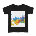tシャツ キッズ 半袖 黒地 ブラック デザイン 90 100 110 120 130 140 150 160 Tシャツ ティーシャツ T shirt 008915 カラフル 写真 煙(4)