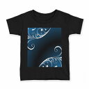 tシャツ キッズ 半袖 黒地 ブラック デザイン 90 100 110 120 130 140 150 160 Tシャツ ティーシャツ T shirt 008949 花 フラワー ブルー 青(4)
