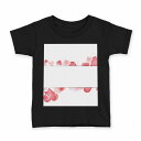 tシャツ キッズ 半袖 黒地 ブラック デザイン 90 100 110 120 130 140 150 160 Tシャツ ティーシャツ T shirt 009191 ハート 赤 ピンク(4)
