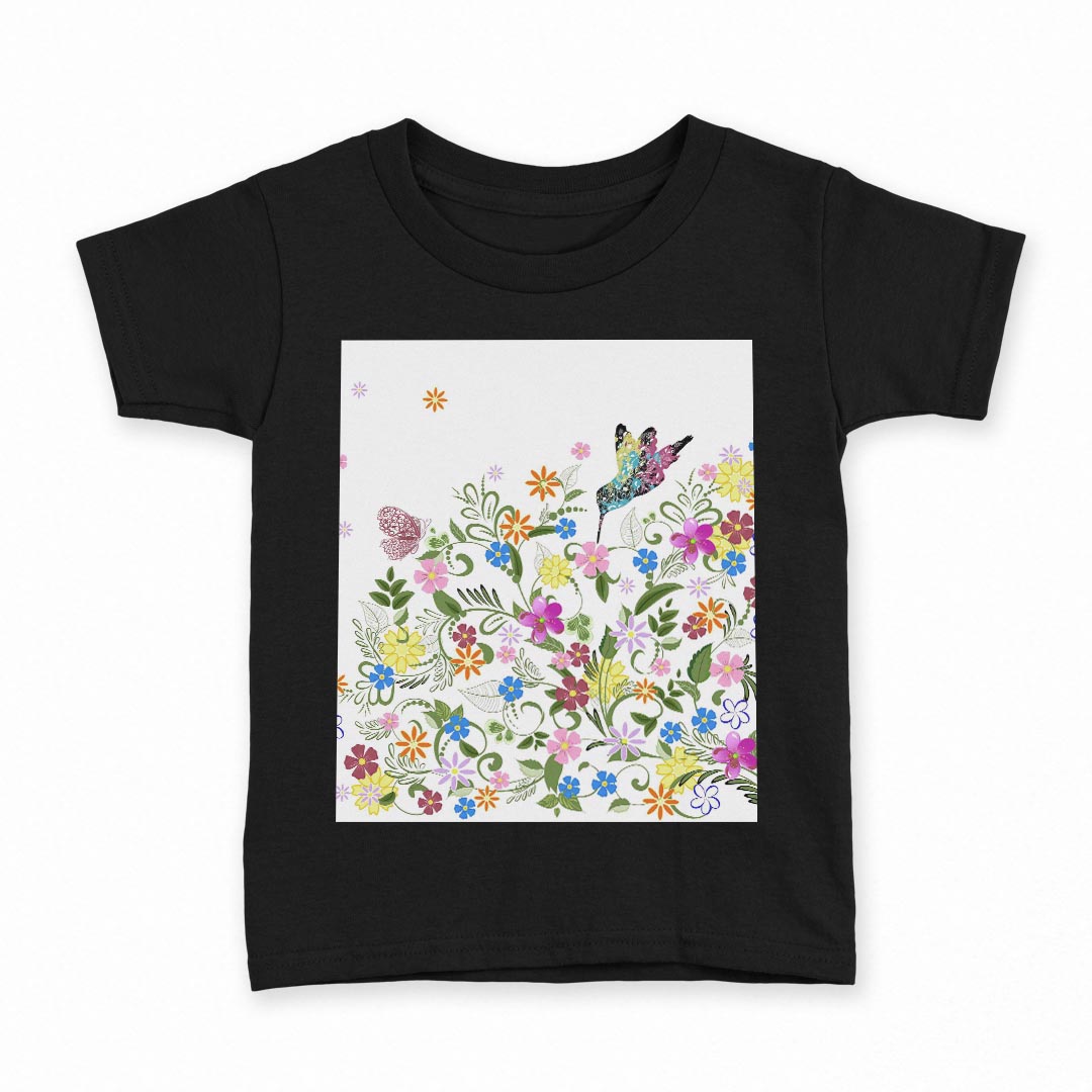 Other - tシャツ キッズ 半袖 黒地 ブラック デザイン 90 100 110 120 130 140 150 160 Tシャツ ティーシャツ T shirt 009199 花　フラワー　カラフル