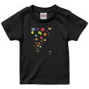tシャツ キッズ 半袖 黒地 ブラック デザイン 90 100 110 120 130 140 150 160 Tシャツ ティーシャツ T shirt 009237 キャラクター カラフル