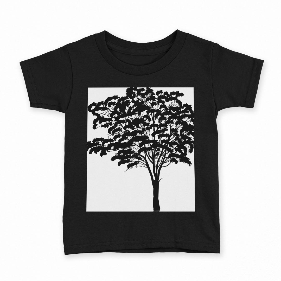 tシャツ キッズ 半袖 黒地 ブラック デザイン 90 100 110 120 130 140 150 160 Tシャツ ティーシャツ T shirt 009254 モノクロ 植物 白 黒