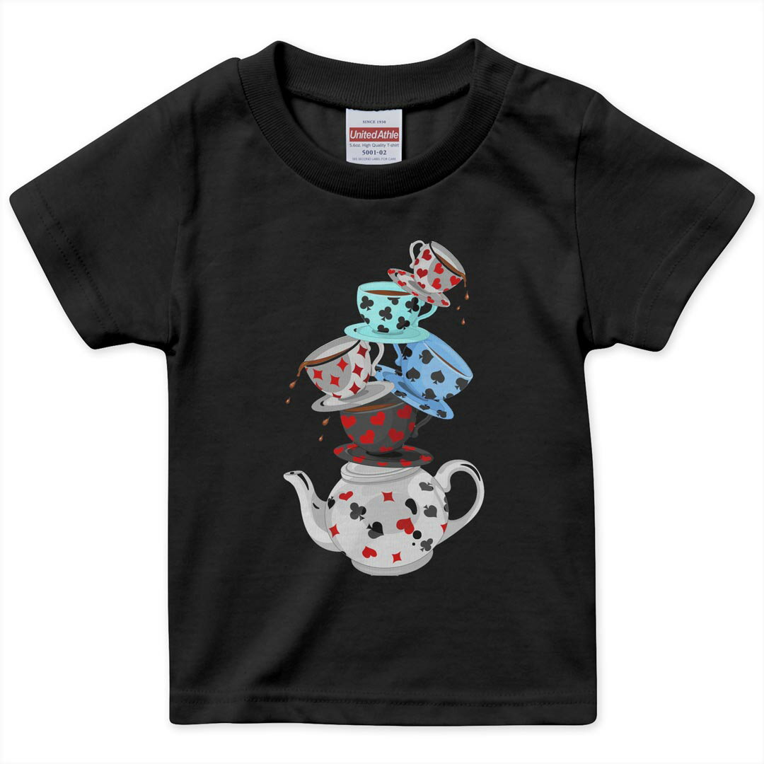 Rakuten - tシャツ キッズ 半袖 黒地 ブラック デザイン 90 100 110 120 130 140 150 160 Tシャツ ティーシャツ T shirt 009316 トランプ　模様