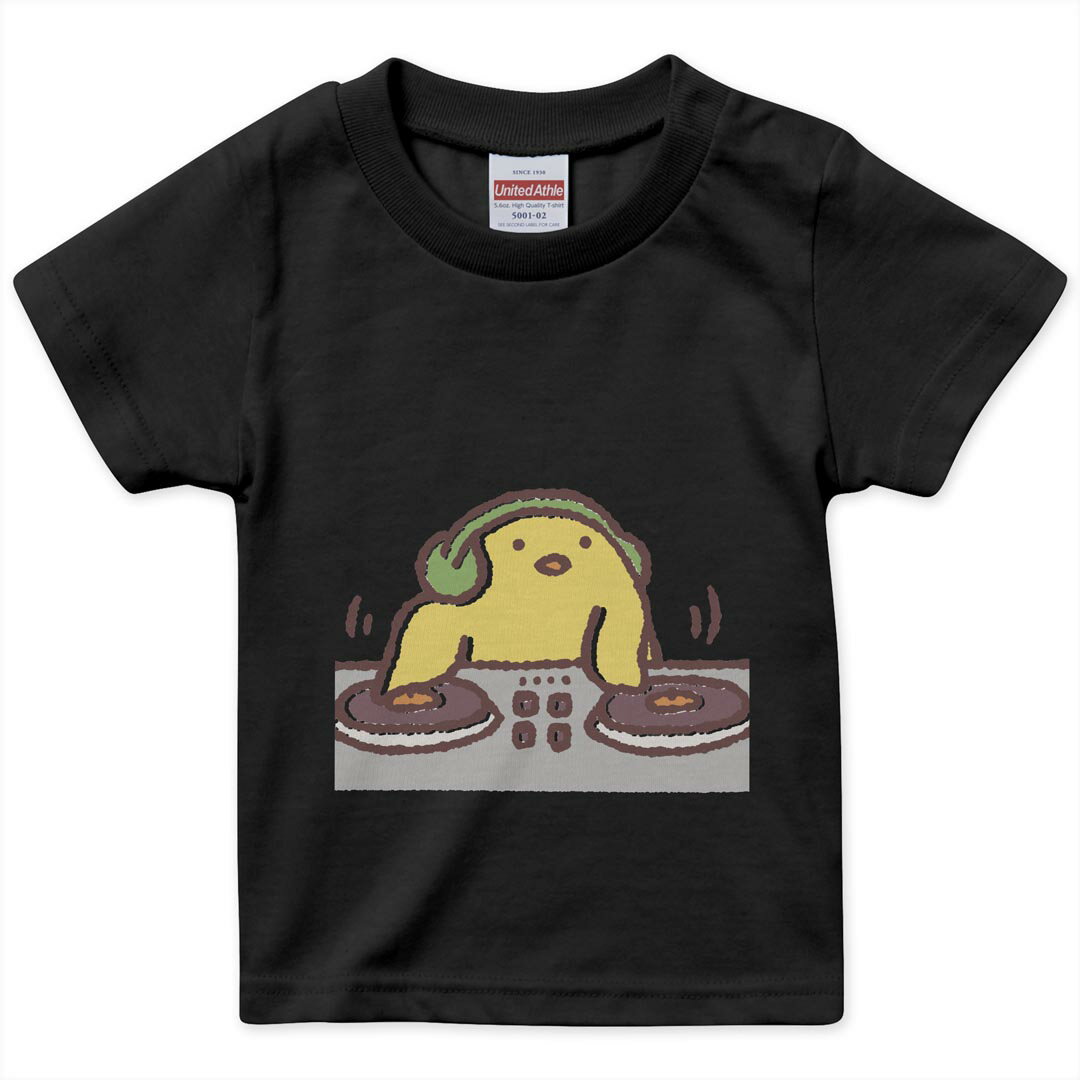 tシャツ キッズ 半袖 黒地 ブラック デザイン 90 100 110 120 130 140 150 160 Tシャツ ティーシャツ T shirt 009561 鳥　ひよこ　キャラクター