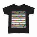 tシャツ キッズ 半袖 黒地 ブラック デザイン 90 100 110 120 130 140 150 160 Tシャツ ティーシャツ T shirt 009598 カラフル レインボー 模様
