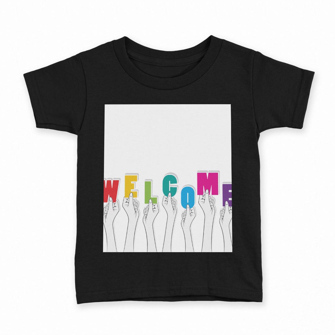 tシャツ キッズ 半袖 黒地 ブラック デザイン 90 100 110 120 130 140 150 160 Tシャツ ティーシャツ T shirt 009747 英語 文字 カラフル