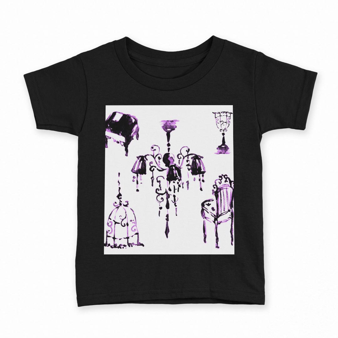 tシャツ キッズ 半袖 黒地 ブラック デザイン 90 100 110 120 130 140 150 160 Tシャツ ティーシャツ T shirt 009774 おしゃれ アンティーク 紫