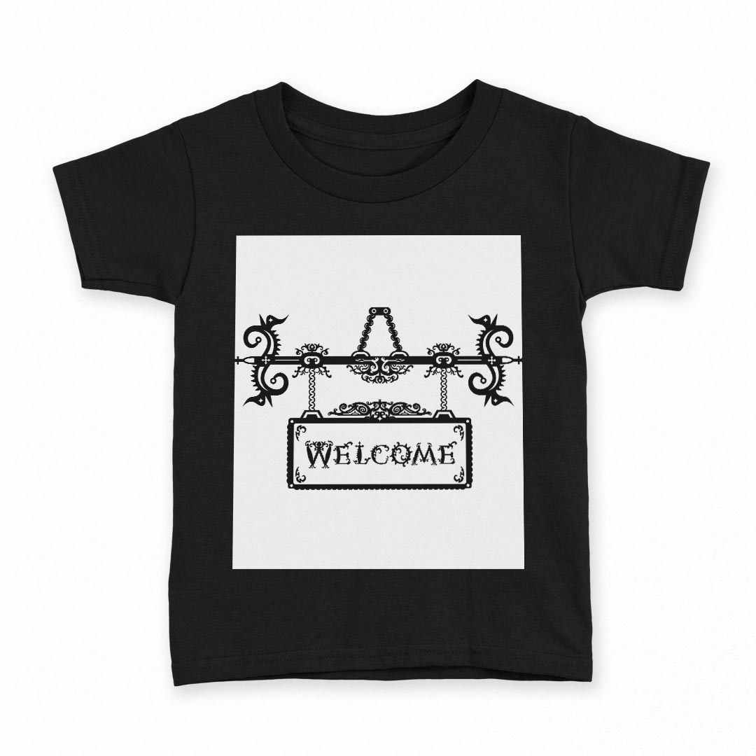 tシャツ キッズ 半袖 黒地 ブラック デザイン 90 100 110 120 130 140 150 160 Tシャツ ティーシャツ T shirt 009846 英語 文字 アンティーク