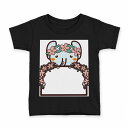 tシャツ キッズ 半袖 黒地 ブラック デザイン 90 100 110 120 130 140 150 160 Tシャツ ティーシャツ T shirt 009873 動物 フラワー ゾウ(4)