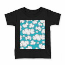 tシャツ キッズ 半袖 黒地 ブラック デザイン 90 100 110 120 130 140 150 160 Tシャツ ティーシャツ T shirt 009927 空 模様 青(4)