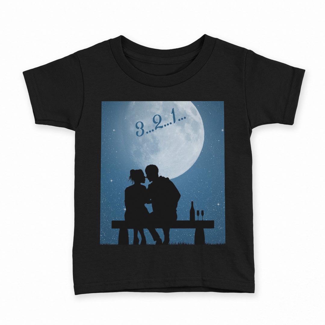tシャツ キッズ 半袖 黒地 ブラック デザイン 90 100 110 120 130 140 150 160 Tシャツ ティーシャツ T shirt 009993 人物　空　月