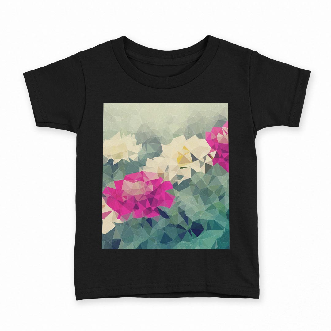 tシャツ キッズ 半袖 黒地 ブラック デザイン 90 100 110 120 130 140 150 160 Tシャツ ティーシャツ T shirt 010126 フラワー ピンク 白