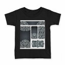 tシャツ キッズ 半袖 黒地 ブラック デザイン 90 100 110 120 130 140 150 160 Tシャツ ティーシャツ T shirt 010141 模様 黒 白(4)