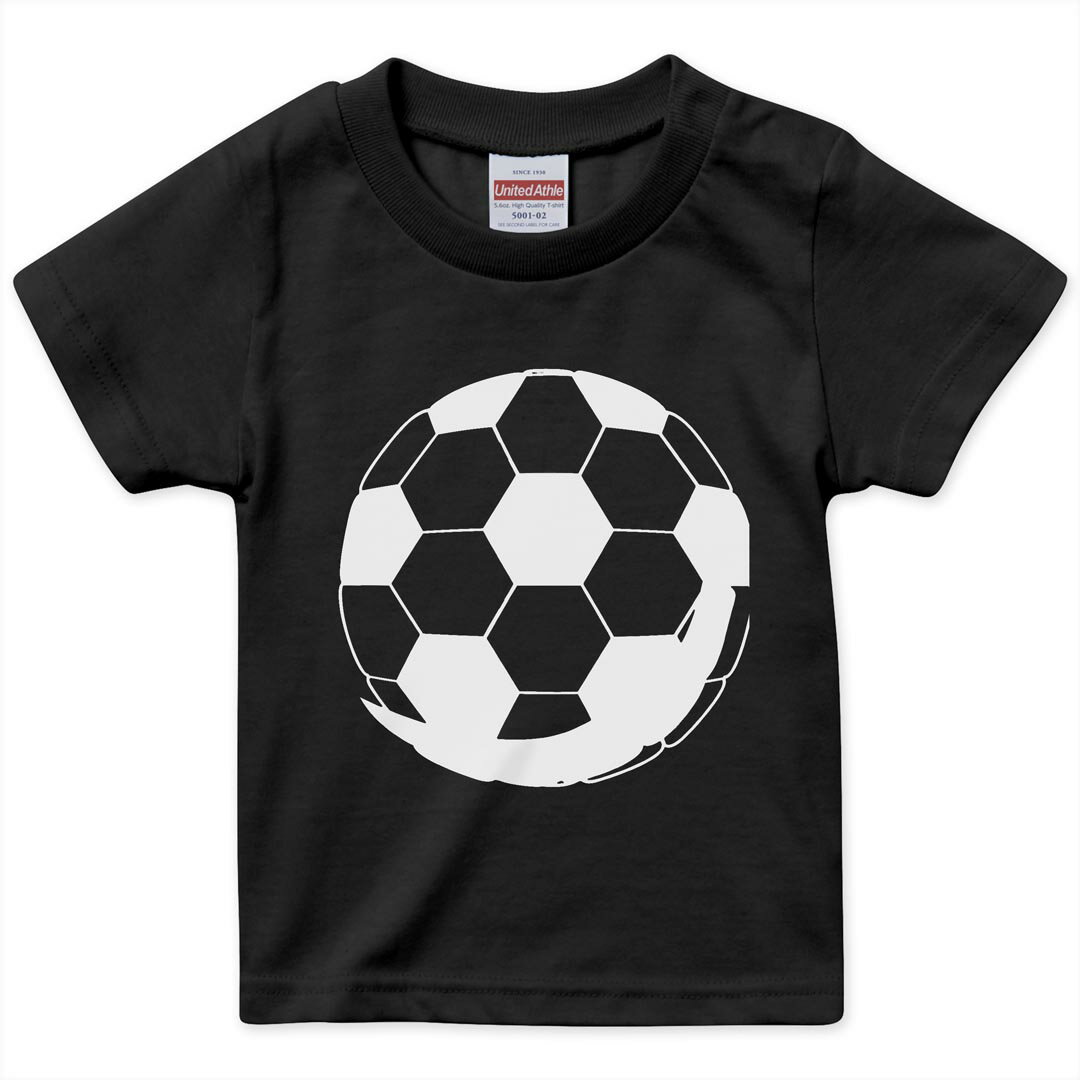 tシャツ キッズ 半袖 黒地 ブラック デザイン 90 100 110 120 130 140 150 160 Tシャツ ティーシャツ T shirt 010180 スポーツ　サッカー　ボール