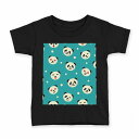 tシャツ キッズ 半袖 黒地 ブラック デザイン 90 100 110 120 130 140 150 160 Tシャツ ティーシャツ T shirt 010372 動物 パンダ 緑(4)