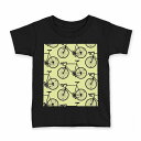 tシャツ キッズ 半袖 黒地 ブラック デザイン 90 100 110 120 130 140 150 160 Tシャツ ティーシャツ T shirt 010419 乗り物 自転車 黄色