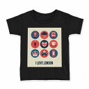tシャツ キッズ 半袖 黒地 ブラック デザイン 90 100 110 120 130 140 150 160 Tシャツ ティーシャツ T shirt 010429 イギリス 国旗 LOVE(4)