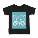 tシャツ キッズ 半袖 黒地 ブラック デザイン 90 100 110 120 130 140 150 160 Tシャツ ティーシャツ T shirt 010448 乗り物 自転車 青