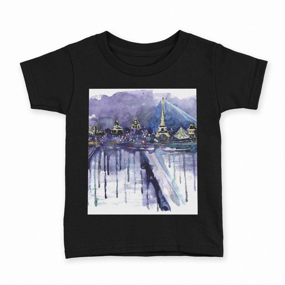 tシャツ キッズ 半袖 黒地 ブラック デザイン 90 100 110 120 130 140 150 160 Tシャツ ティーシャツ T shirt 010504 風景　景色　色彩